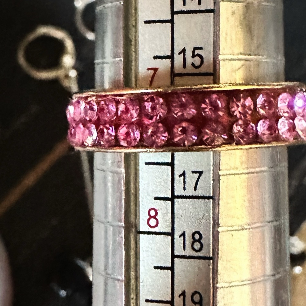 Gold hot pink crystal infinity ring band - Picture 2 of 2